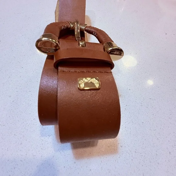 ANTONIO MELANI Brown and Gold Leather “Thick” Belt - Picture 3 of 14